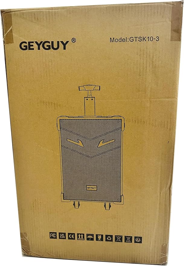 GTSK10-3 3-Way Portable Bluetooth PA Speaker with Wireless Microphones, 10" Subwoofer, Party Speaker with DJ Lights, USB/FM/TWS/Guitar Input, Rechargeable for Outdoor Events