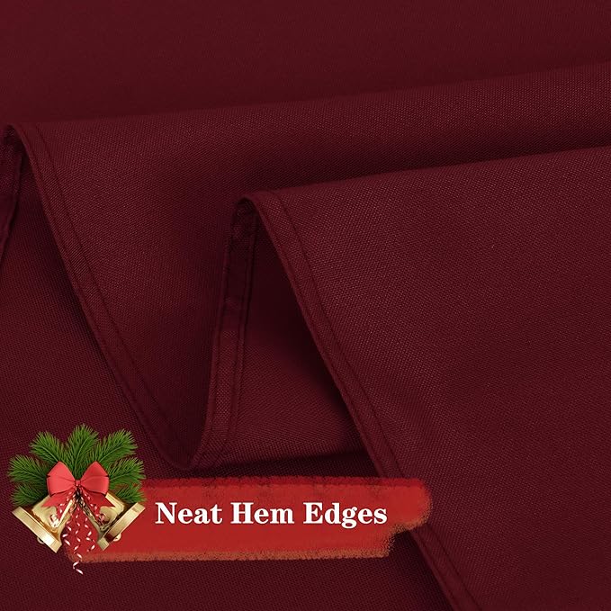 sancua 6 Pack Round Tablecloth 90 Inch Burgundy, Stain and Wrinkle Resistant Table Cloth - Washable Polyester Decorative Fabric Table Cover for Dining Tables, Christmas Parties and Camping