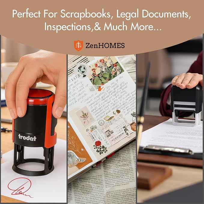 Custom Logo Stamps Self Inking, Customized Address Name Stamp, Personalized Stamp Image or Text,4 Different Sizes,5 Ink Color Options (Round)