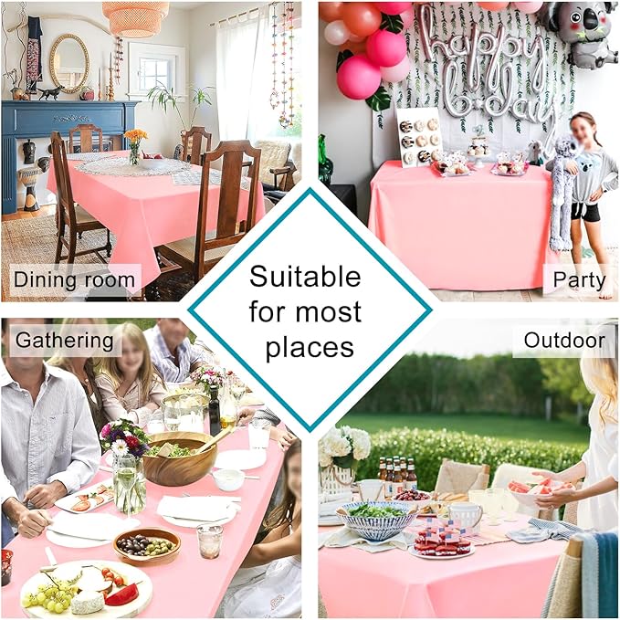 Hiasan Rose Pink Rectangle Tablecloth - Waterproof and Spillproof Washable Fabric Table Cloth for Dining Room Kitchen Party and Outdoor, 60 x 84 Inch