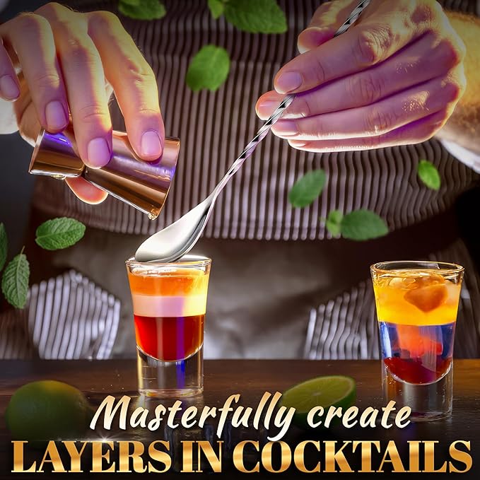 8 Pcs Bar Spoon Cocktail Mixing Spoon – 12'' Stainless Steel Cocktail Stirrers for Drinks, Polished Surface, Easy to Clean – Useful Bar Spoons for Professional and Home | Caviar Spoons