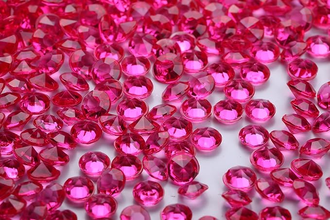 2000 pcs/Pack Wedding Table Scatter Confetti Crystals Acrylic Diamonds 8 mm Rhinestones for Wedding, Bridal Shower, Vase Beads Decorations (8mm, Rose red)