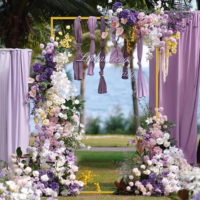 6.6FT x 4FT Wedding Arch Backdrop Gold Square Backdrop Stand Metal Balloon Arch Stand Rectangular Frame for Birthday Party Baby Shower Anniversary Decoration
