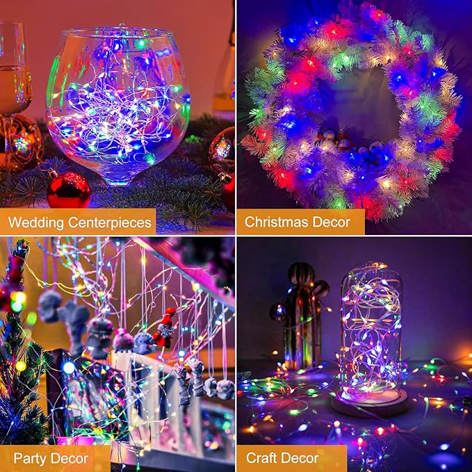 btfarm 30 Pack Fairy Lights Battery Operated [3 Modes], 7ft 20 Led Twinkle Lights String Lights Waterproof Bulk Small Mini Silver Wire for Mason Jars Vases Wedding Table Centerpiece, Multicolor