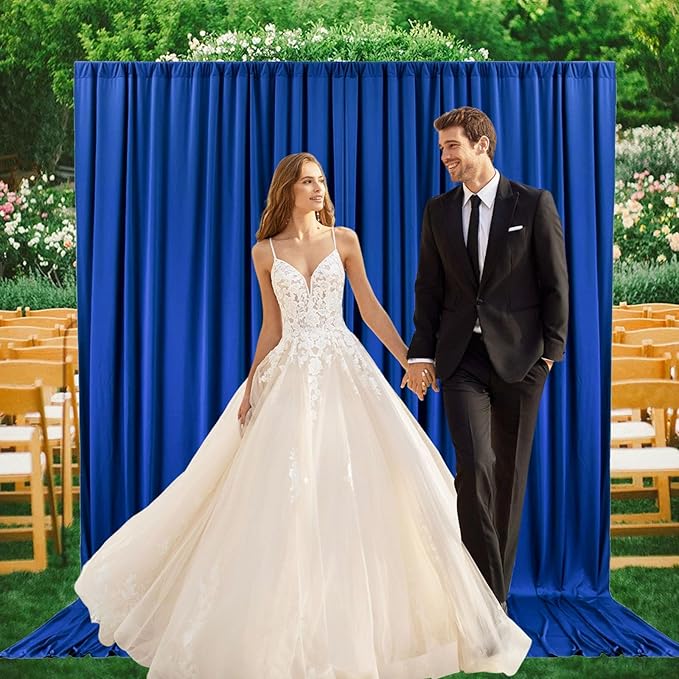 2 Panels Blue Backdrop Curtain, 10 x 10 Feet Background Curtains for Parties, Weddings, Baby Showers, Bachelorette Halloween, Christmas Birthday Party Photoshoot Backdrop Curtains Decorations