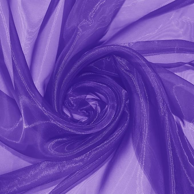 P Pothuiny Sheer Organza Fabric by The Yard, 10 Yards x 60 Inch Wide Bridal Purple Organza Tulle Fabric Roll Shiny Gauze Fashion Dress Sewing Craft for Wedding Party Decorations Backdrop