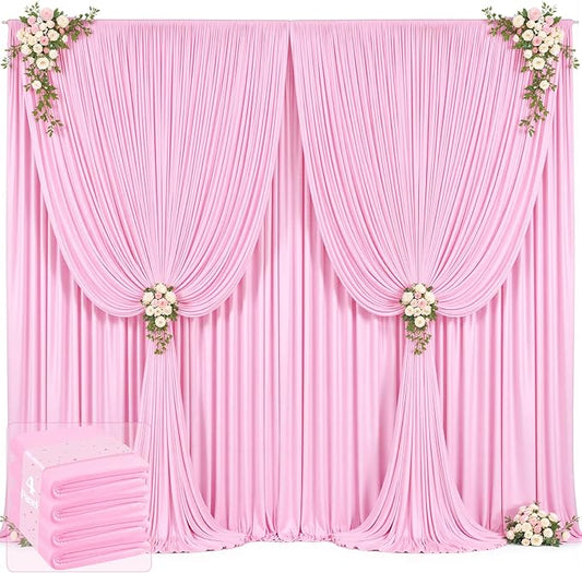 20ft x 12ft Light Pink Backdrop Curtains Wrinkle Free Backdrop Curtain for Wedding Parties Pink Fabric Backdrops Drapes Back Drop Cloth Bridal Shower Stage Curtains Wedding Decorations for Reception