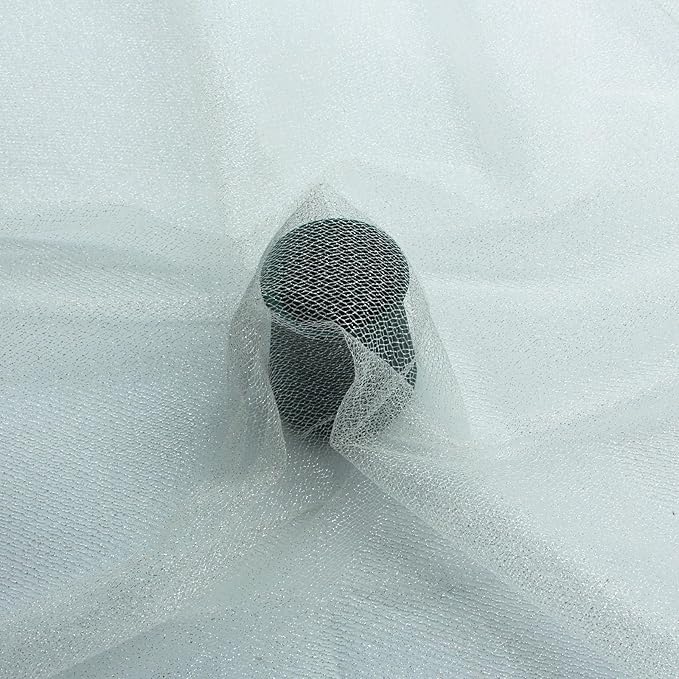 Glitter Tulle Fabric 56 Inch by 5.5 Yards Fabric Tulle Bolt for Wedding Christmas Decorations DIY White Tutu Baby Shower Table Skirt Ceiling Decor Birthday Party Craft Supplies-White