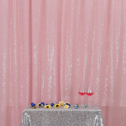 Poise3EHome 6FT x 8FT Pink Sequin Backdrop Photography Backdrop Curtain for Party Decoration, Pink