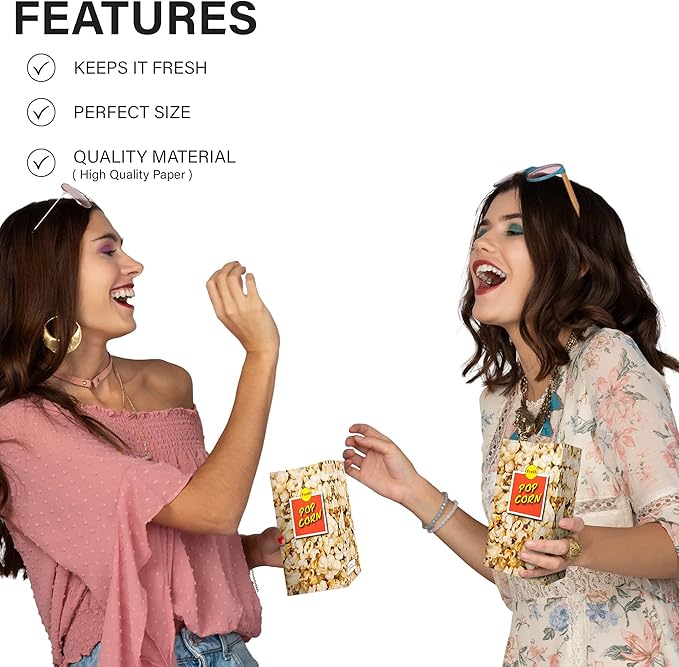 MT Products Popcorn Bags 4 oz. - Large Individual Popcorn Holder - Pack of 50