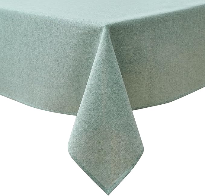 NLMUVW Sage Green Linen Tablecloth Rectangle 8ft, Rustic Textured Table Cloth Water Resistant Farmhouse Table Cover for Kitchen Dining Party Coffee, 54x120 Inch