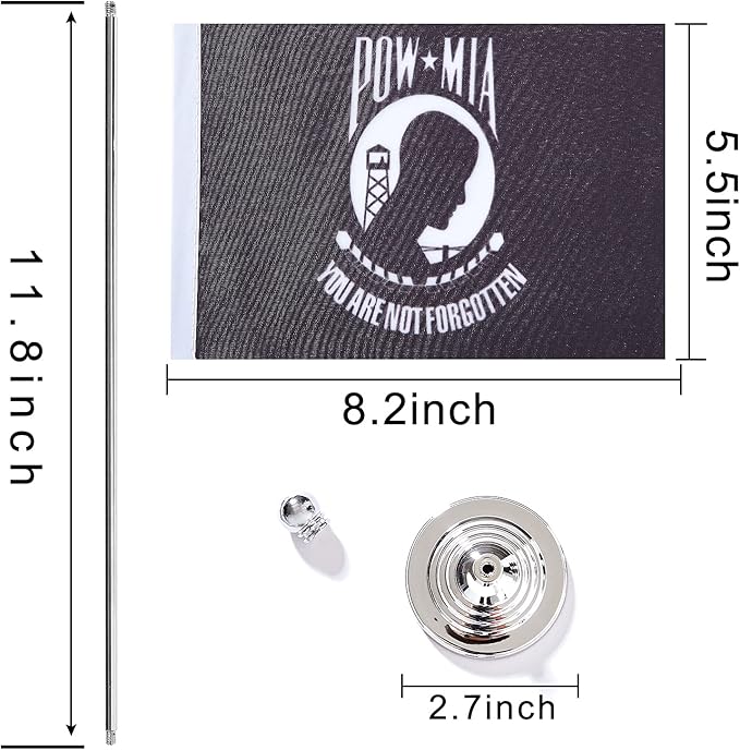 ZXvZYT 2 Pack American US POW MIA flag USA POW MIA table flag,Small Mini United States Military Desk Flags With Stand Base,for Army Party Events Celebration Decorations Supplies