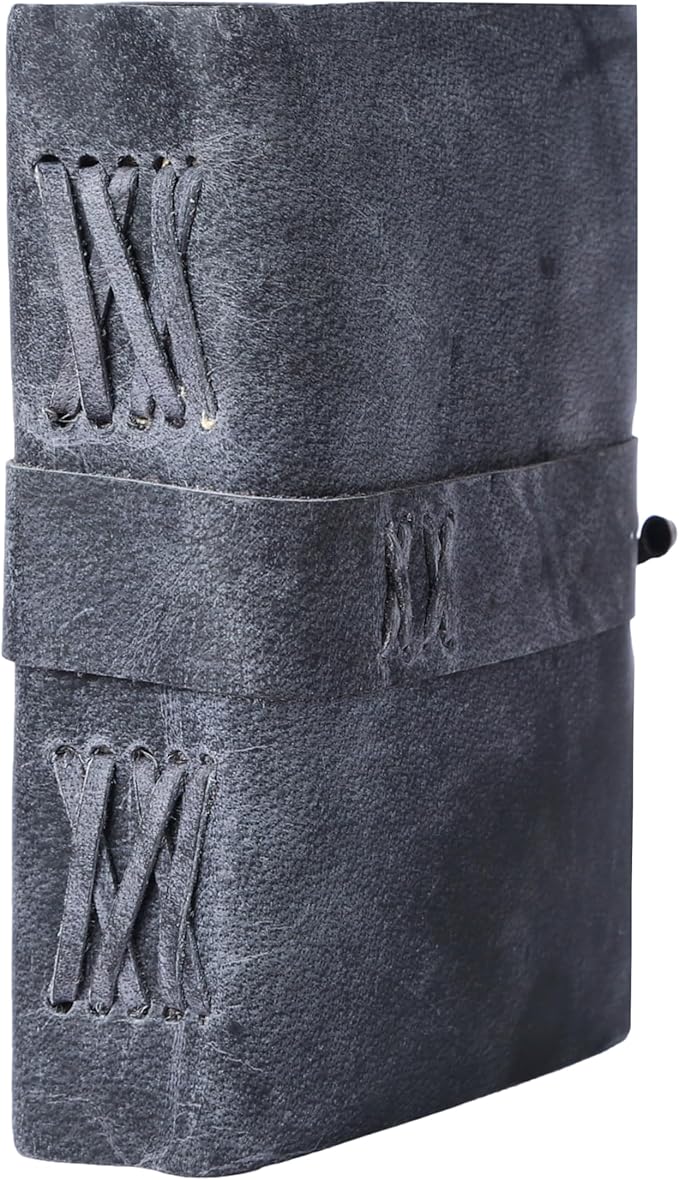 Vintage Leather Journal Handmade Buffalo Non-Refillable Deckle Edge Paper – Leather Bound Journal for Women, Men, Vintage C-Lock Closure Ideal for Writing & Travel for Artists (Grey)