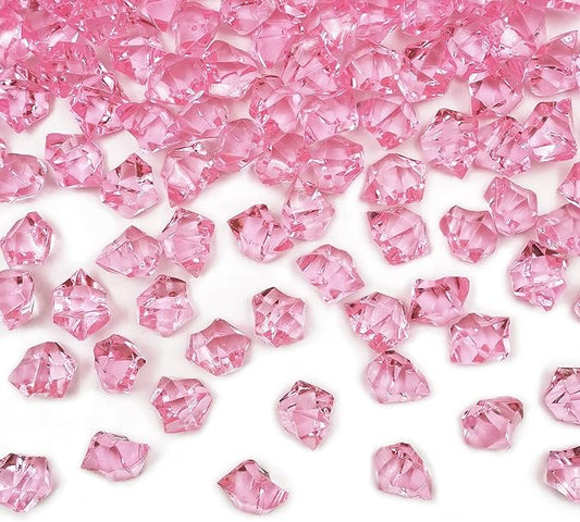 Fake Ice Rocks, 150 PCS Pink Acrylic Ice Rocks Pink Fake Crushed Ice Cubes,Vase Fillers for Valentine's Day