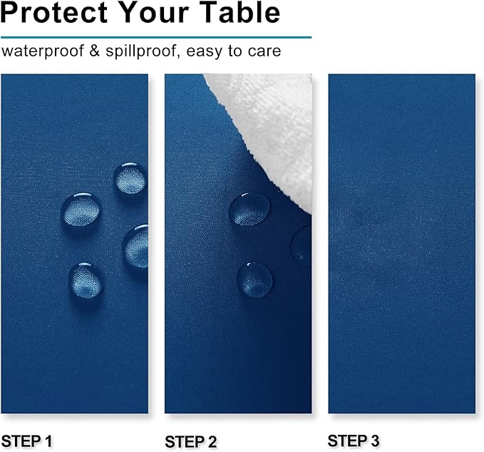 Hiasan 2 Pieces Royal Blue Tablecloth Rectangle - Waterproof and Washable Fabric Table Cloth for Card Tables, 60 x 102 Inch