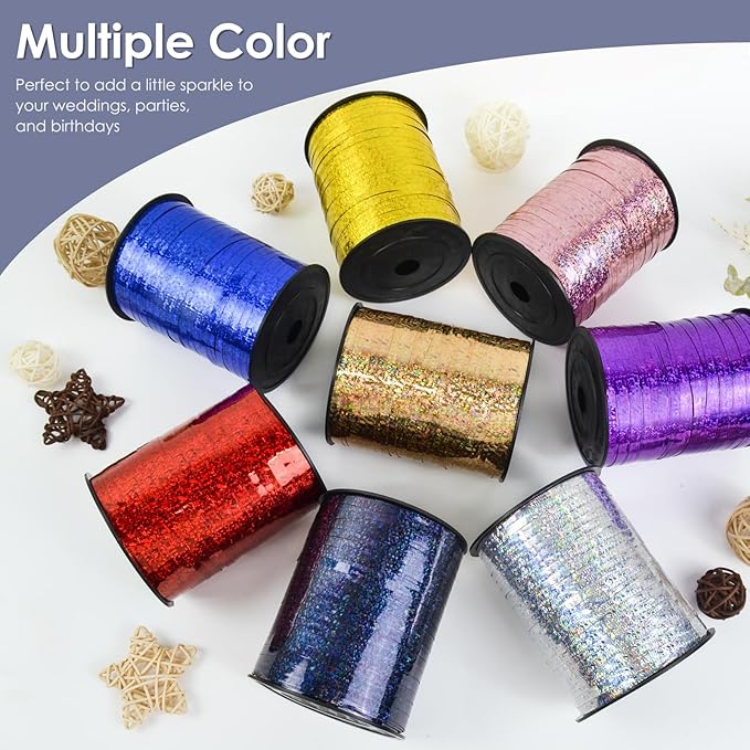 Silver Curling Ribbon, 500 Yard Shiny Metallic Curly Gift Ribbon for Wrapping, Balloons, Flowers