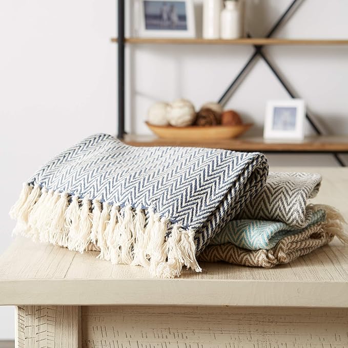 DII Woven Basic Tabletop Collection Chevron Table Runner, 15x72, Gray