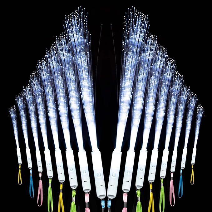 25 Pcs White Fiber Optic Wands,3 Models Wedding Sparklers,Glow Sticks Light up Sticks Led Light Wands Fit Wedding Bridal Shower Birthday Valentine's Day
