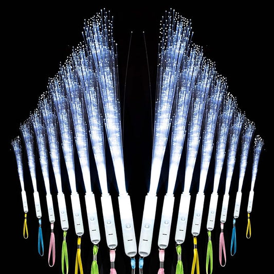 25 Pcs White Fiber Optic Wands,3 Models Wedding Sparklers,Glow Sticks Light up Sticks Led Light Wands Fit Wedding Bridal Shower Birthday Valentine's Day