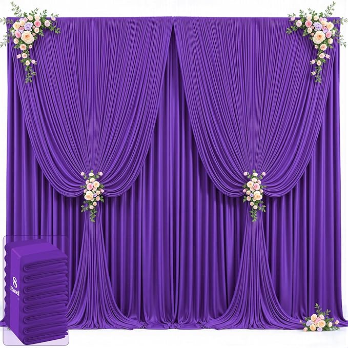 40ft x 12ft Purple Backdrop Curtains Wrinkle Free Backdrop Curtain for Wedding Parties Purple Fabric Backdrops Drapes Back Drop Cloth Bridal Shower Stage Curtains Wedding Decorations for Reception