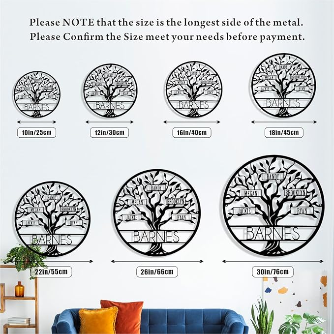 Personalized Tree of Life Metal Sign Wall Art Decor, Custom Wedding Gifts for Couples, Custom Family Name Sign, Christmas Valentine's Day Housewarming Gifts