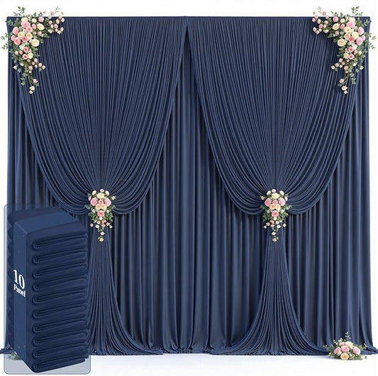 50ft x 12ft Navy Blue Backdrop Curtains Wrinkle Free Backdrop Curtain for Wedding Parties Blue Fabric Backdrops Drapes Back Drop Cloth Bridal Shower Stage Curtains Wedding Decorations for Reception