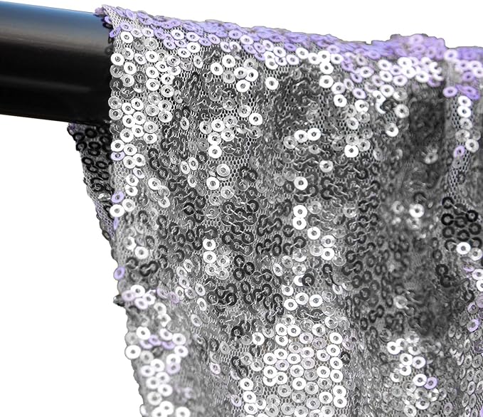 Silver Sequin Backdrop Curtains - 2 Panel 2FTx8FT Glitter Drapes for Wedding, Birthday, Bridal Party