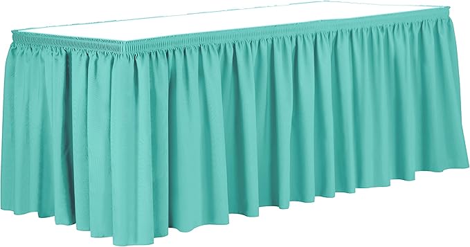 Ultimate Textile Pleat Polyester Fabric Table Skirt - Machine Washable Flame Resistant with Clips for Events, Weddings & Trade Shows, Cut & Sewn in Paterson, NJ - Caribbean, 14' Shirred Pleat