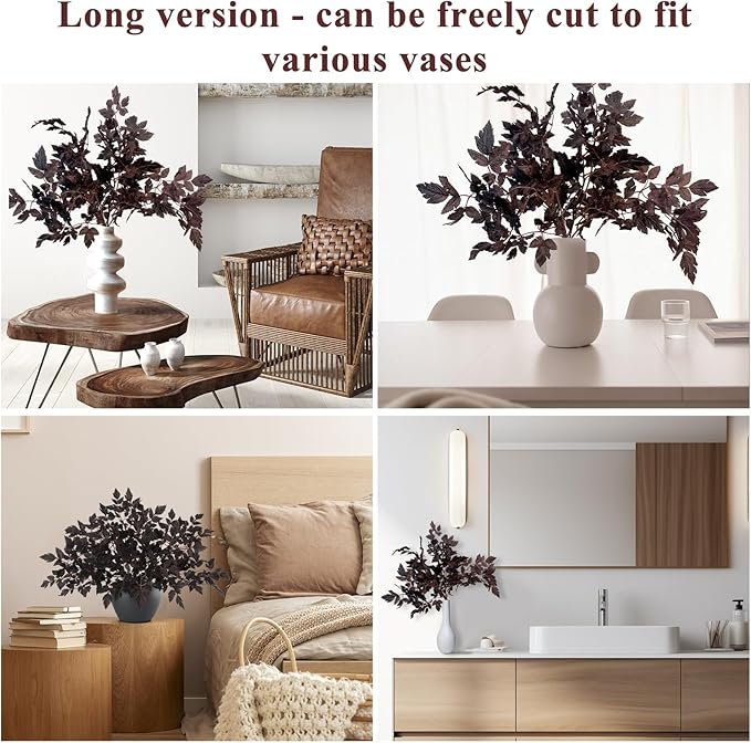 Fall Decor，Fall Stems,Artificial Cimicifuga Stems,3-Pack 32 Inch,Purple Fall Foliage Spray for Tall Vase,Farmhouse Thanksgiving Mantel Centerpiece Halloween Fall Decorations for Home Arrangements