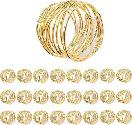 Gold Napkin Rings - 24 PCS Metal Napkin Rings(Twisted Wire) Napkin Holders Buckles for Family Dinner, Wedding, Party,Table Decorations