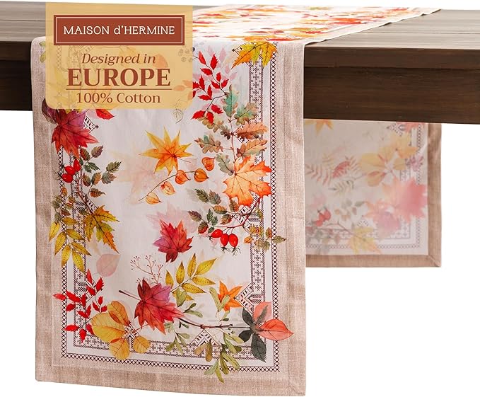 Maison d' Hermine Table Runner 100% Cotton Single Layer Table Runners 108 inches Long for Thanksgiving Christmas Decorations Home Kitchen Dining Party Wedding (Amarante, 14.5" x 108")