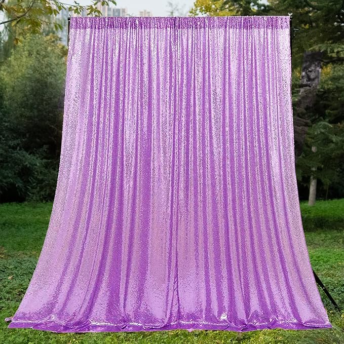 Lavender Sequin Backdrop Curtains 4 Panels 2FTx8FT Wedding Photo Backdrop Glitter Birthday Bridal Party Curtains Sparkle Background Drapes Parties Decor Curtains