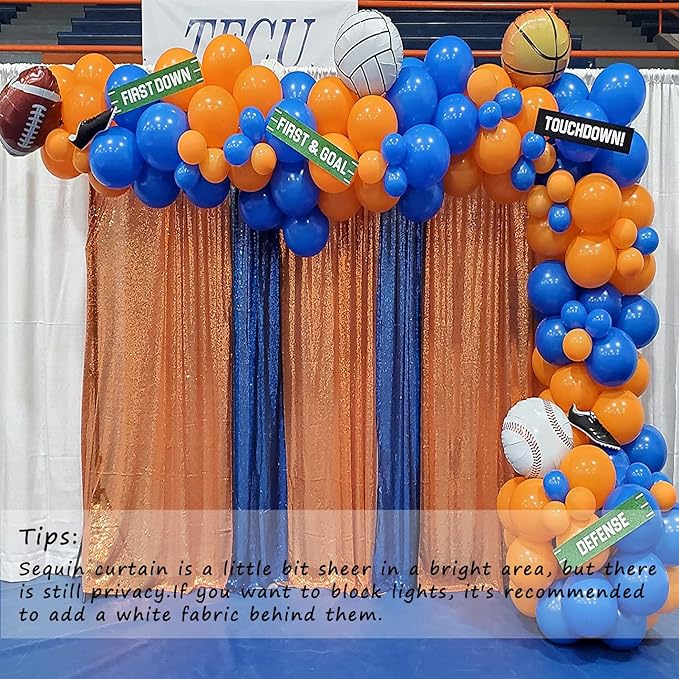 Orange Sequin Backdrop Curtain 2FTx8FT 4 Panels Glitter Drapes Sparkly Photography Background for Wedding Birthday Party Decorations