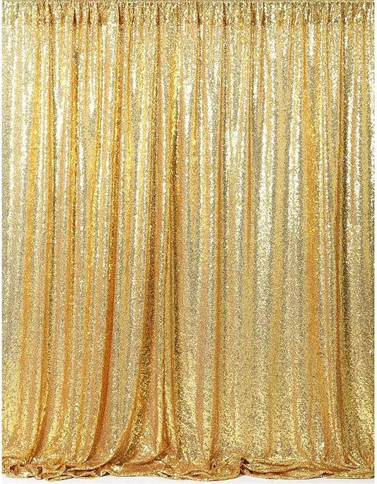 Gold Sequin Photography Backdrop Curtains 8FTx8FT 1 Panel Sparkly Background Drapes for Party Birthday Wedding Decor