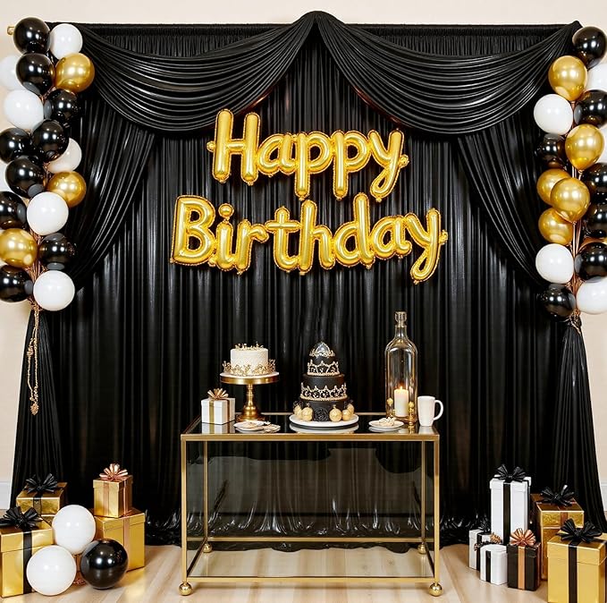 10ftx10ft Black Sequin Backdrop Curtain for Parties, Wrinkle Free Thick Glitter Sparkle Photo Backdrop Drapes 2 Panels 5x10FT Shimmer Back Drop Cloth for Wedding Birthday Halloween Background