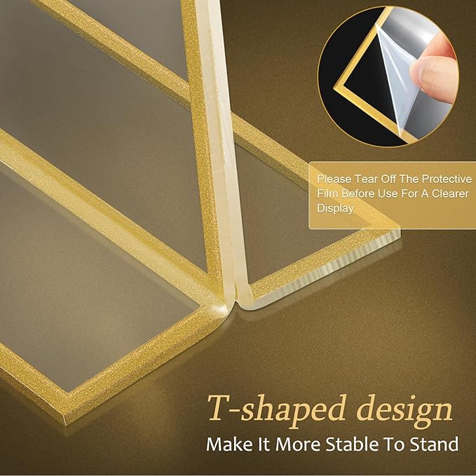 Hoteam 24 Pack 5 x 7 Clear Acrylic Sign Holder with Gold Borders, Gold Picture Frame, Double Sided Wedding Table Number, Acrylic Menu Stands for Wedding Table, Restaurant Sign, Photos Display