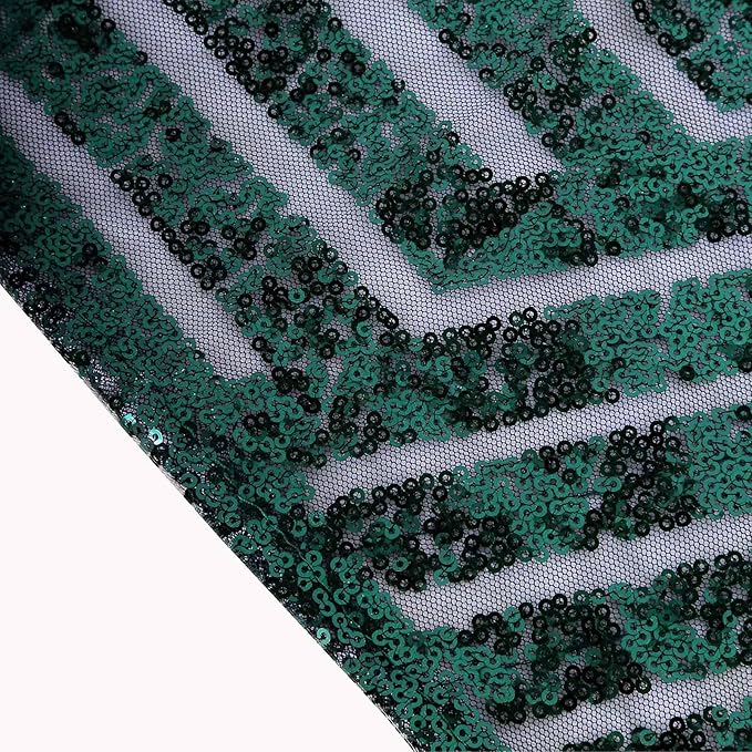 Efavormart 90"X132" Hunter Emerald Green Sparkly Sequin Geometric Tulle Rectangular Tablecloth