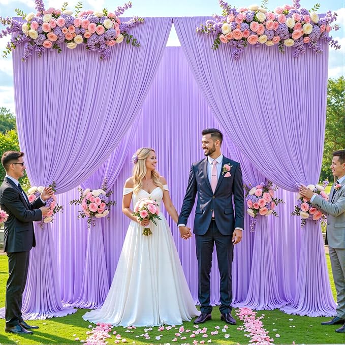 40ft x 12ft Lavender Backdrop Curtains Wrinkle Free Backdrop Curtain for Wedding Parties Lilac Fabric Backdrops Drapes Back Drop Cloth Bridal Shower Stage Curtains Wedding Decorations for Reception