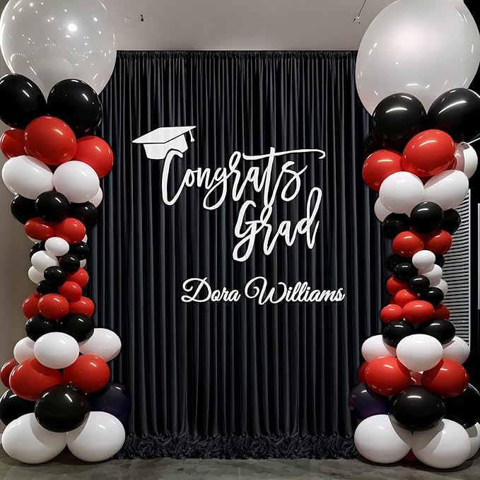 50ft x 10ft Thick Champagne Backdrop Curtains for Parties, 10 Panels 5ft x 10ft Non See Through Black Polyester Wedding Drapes Photo Backdrop for Birthday Party Graudation Photography Home Decor