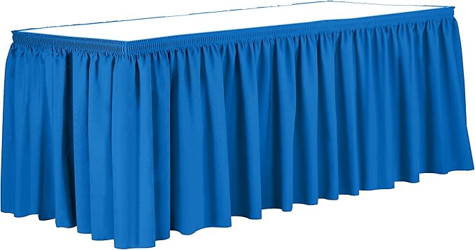 Ultimate Textile Pleat Polyester Fabric Table Skirt - Machine Washable Flame Resistant with Clips for Events, Weddings & Trade Shows, Cut & Sewn in Paterson, NJ - Cobalt, 7' Shirred Pleat