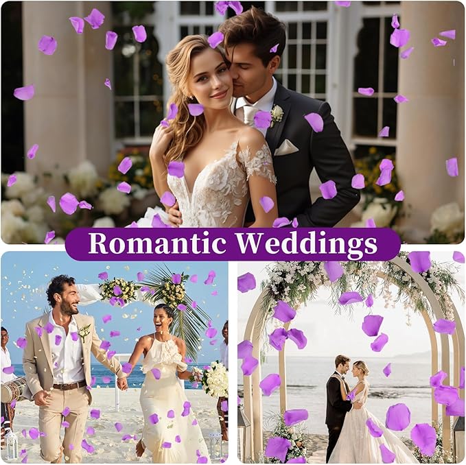 180 PCS Real Purple Rose Petals for Wedding, 1.76oz Dried Flower Petal for Flower Girl to Throw, Romantic Night Shower Party Proposal Centerpiece Table Decor