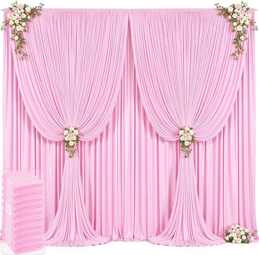 50ft x 12ft Light Pink Backdrop Curtains Wrinkle Free Backdrop Curtain for Wedding Parties Pink Fabric Backdrops Drapes Back Drop Cloth Bridal Shower Stage Curtains Wedding Decorations for Reception