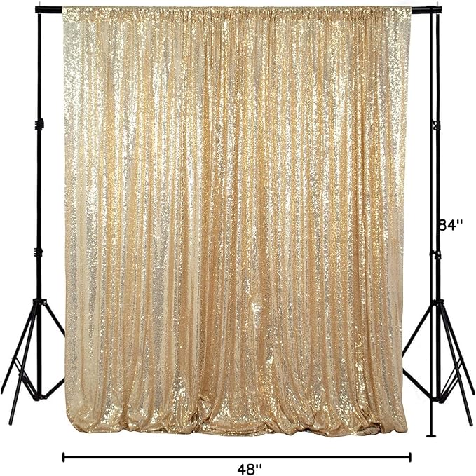ShinyBeauty PHOTOBOOTH Backdrop - 4FTx7FT - Light Gold Sequin Fabric, Wedding & Rust Backdrop, Photography Curtains