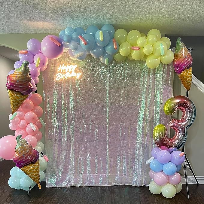 Iridescent Sequin Backdrop 8FTx8FT 1 Panel Sparkle Backdrop Curtain Glitter Background Drape for Weddings Showers Parties Birthday Christmas Photography
