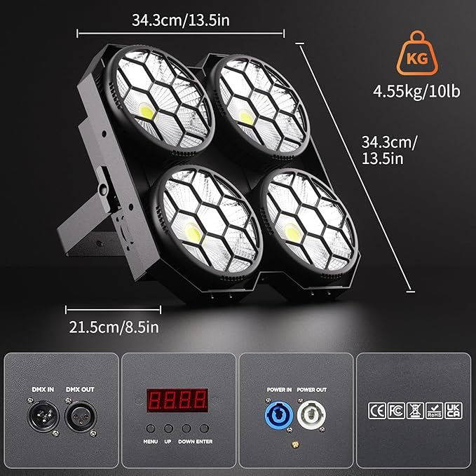 Stage Lights, 4X100W COB Spotlight LED Par Can Retro Lights, 2 in 1 Cool White & Warm White DMX512 Sound Activated Blinder Uplights for Events Parties Wedding Church Concert Studio Show Dance - 2Packs