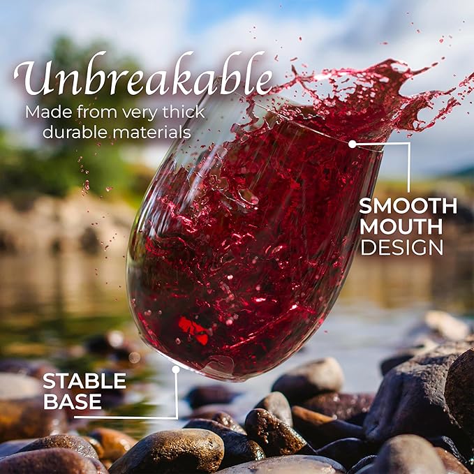 Exquisite 24 Pcs Unbreakable Stemless Plastic Wine Glasses Disposable Wine Glasses Stemless 12 Oz Clear Plastic Cocktail Cups Clear Party Cups Disposable Cocktail Glass Weddings & Events