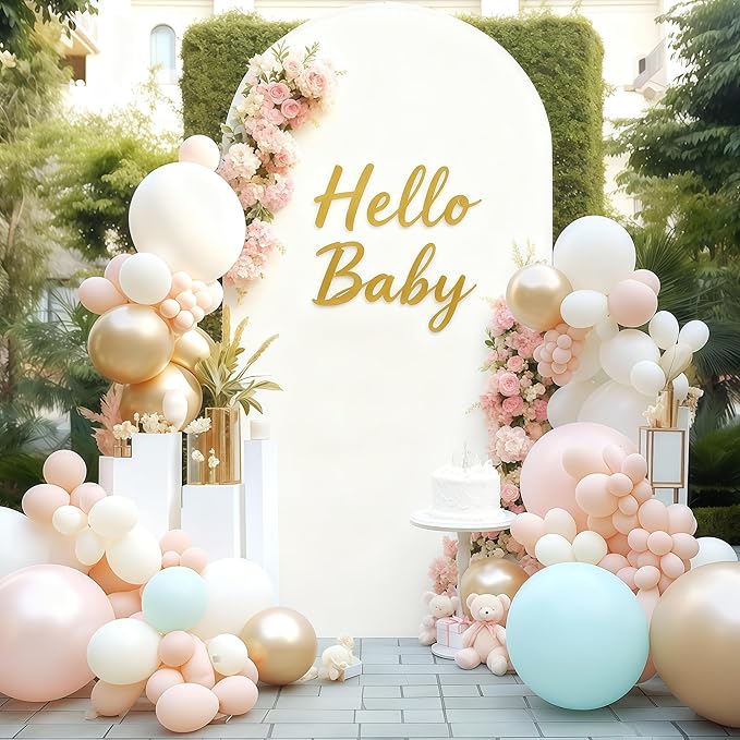 6FT Ivory Arch Cover - Polyester Fitted Wedding Arch Stand Covers Round Top Chiara Arch Backdrop Cover for Birthday Party Banquet Photo Background Decoration