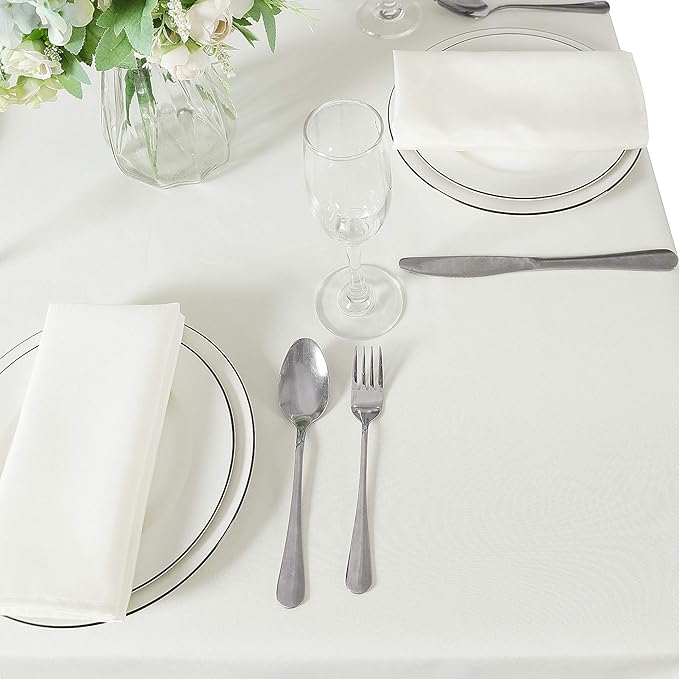 Cupuamon Square Tablecloth 70x70 inch Washable Polyester Fabric Table Cloth for Wedding Party Dining Banquet Decoration（70x70,Ivory）