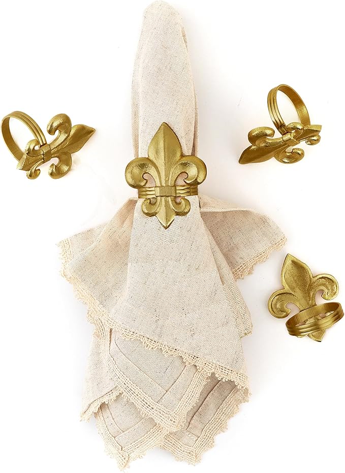 Gold Napkin Rings - Set of 12 | Elegant Metal Serviette Holders for Cloth Napkins | Durable & Reusable Table Decor for Dining, Weddings, Parties, Holidays & Special Events - ALPHA Living HOME