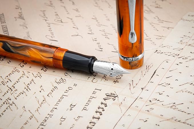 Conklin Duragraph Fountain Pen Amber - Stub Nib, Premium Writing Instrument for Calligraphy & Signatures